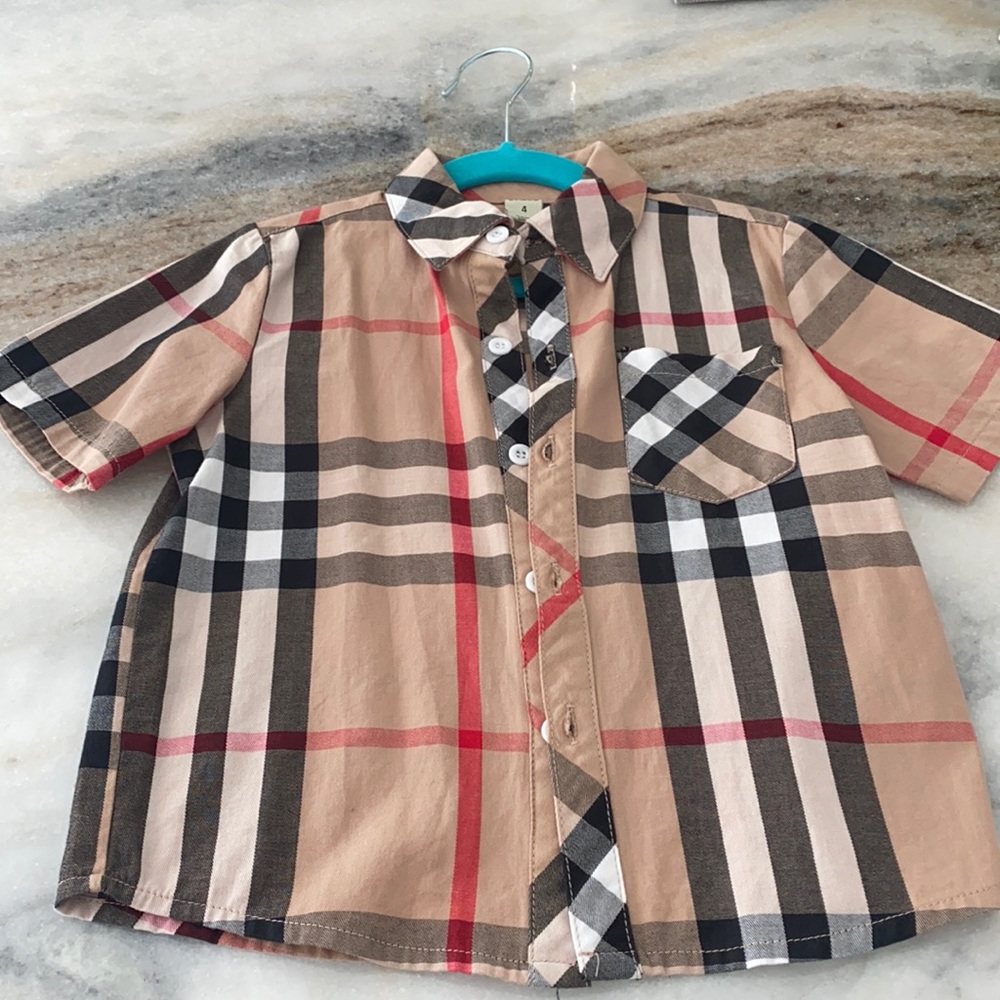 Burberry Print Plaid Button up t shirt